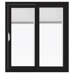 پرده JELD-WEN FiniShield V-4500 بین درب شیشه ای وینیل سیاه و سفید کشویی درب پاسیو با صفحه نمایش (معمول: 72 در x 80 اینچ ؛ واقعی: 71.5 اینچ در 79.5 اینچ) Lowes.com