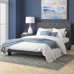 Ebern Designs تختخواب سفارشی ، روتختی ، پارچه ملافه / ملحفه / روکش دار / چوب جامد به رنگ خاکستری ، اندازه دوتایی |  Wayfair