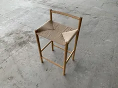 چهارپایه جامد نوار بلوط با صندلی بند ناف دانمارکی