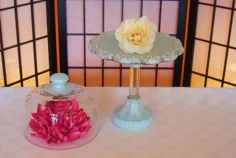 پایه دسر Vintage Glass پایه کیک آبی مات / کیک کوچک |  اتسی
