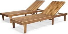 سالن شاسی بلند چوبی Addisyn Outdoor (مجموعه ای از 2) ، Teak Finish