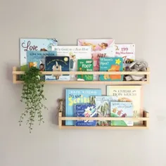 قفسه های کتاب: جلو مسطح - قفسه های کتاب چوبی - قفسه کتاب کودکان - قفسه کتاب الوار دیواری - مهد کودک