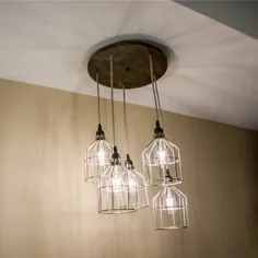 روشنایی لوستر خانه چوبی چراغ روشنایی آشپزخانه با 5 |  اتسی