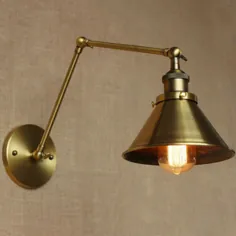 Loft Antique Brass Long Arm Lamp دیوار چراغ دیواری اتاق خواب قابل تنظیم