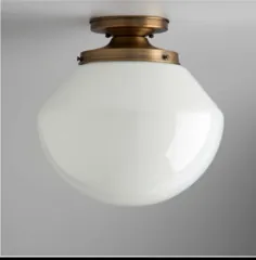 Tapered White Schoolhouse Light Fixture Flush Mount ** handblownglass **