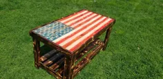 میز قهوه پرچم آمریکا منبت چوب |  اتسی