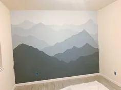 مبل های شیرین |  آمیگورومی و قلاب بافی: چگونه نقاشی دیواری کوهستانی را روی اتاق خواب یا دیوار کودک خود نقاشی کنیم |  Timelapse DIY + نقاشی با سرعت