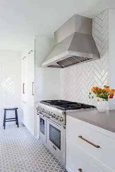 کاشی کفپوش آشپزخانه سیمان سیرکول سفید و خاکستری - انتقالی - آشپزخانه