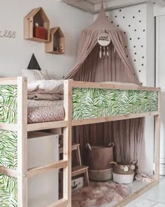 عکس برگردان گرمسیری برای تختخواب Kura ، Ikea ، Exotic Majesty Palm Tree ، وینیل برای تابلوهای تختخواب کودکان ، چسب ، پوست و چوب ، سفارشی |  سرگرمی