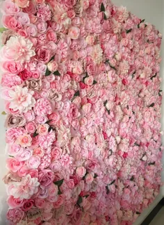 پس زمینه دیوار گل مصنوعی صورتی برای دوش کودک تابلو دیواری گل تابلو عروسی شبیه سازی تابلو زمینه گل 40 * 60 سانتی متر