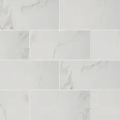 مجموعه تزئینات خانگی Carrara 12 in x 24 in. Floor Porlalain Floor and Tile Wall (16 sq. ft./case)-NHDCARR1224P - The Home Depot