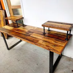 میز کاغذی چوبی کاج عملکردی مدرن و جدید بازیابی چوب و |  اتسی