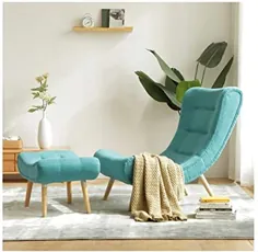 صندلی لوبیایی چند رنگ تنبل ZFF تاتامی اوقات فراغت صندلی پارچه ای تک نفره راحت اتاق خواب اتاق نشیمن صندلی مد سبک با پایه 78 × 93 سانتی متر (رنگ: آبی آبی)