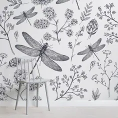 نقاشی دیواری تصویر زمینه Dragonfly |  هوویا