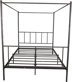 JURMERRY Canopy Bed Frame Metal Platform تشک پایه تشک جعبه تعویض آسان فنر مونتاژ ، مشکی دوقلو