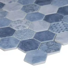 MSI Vista Azul Hexagon 12 اینچ x 12 اینچ x 6 میلی متر کاشی موزاییک مش براق شیشه ای (14.7 فوت مربع / مورد) -GLS-VISAZU6MM - انبار خانه