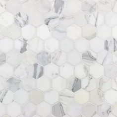 کاشی موزاییک مرمر شش ضلعی به رنگ سفید / خاکستری