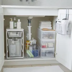 سازمان دهنده کابینت سینک ظرفشویی Lynk با قفسه کشویی و بازبینی 2 لایه - تمیز کردن و O