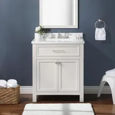 مارتا استوارت اوکلند 30 ظرف سفید حمام تک ظرفشویی سفید غرور با سنگ مهندسی سفید بالا Lowes.com