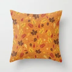 Fall Pattern on Orange Throw Pillow توسط latheandquill