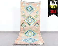 فرش صورتی مراکشی 5x8 فرش Boujad Berber فرش Morrocan |  اتسی