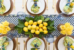 دکور کشور فرانسوی: میز تابستانی زرد و آبی