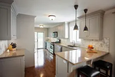 کابینت های خاکستری - انتقالی - آشپزخانه - طراحی مدیسون تیلور