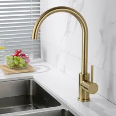 آشپزخانه سینک ظرفشویی مخلوط کن 360 درجه شیر چرخشی از جنس استنلس استیل براق طلای