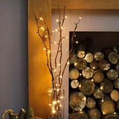 5 چراغ شاخه ای بید قهوه ای تزئینی ، 50 LED سفید گرم