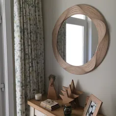 آینه گرد بزرگ - آینه چوبی - آینه چوبی مدور ، آینه حمام - آینه گرد - اتاق خواب ، اتاق نشیمن یا اتاق ناهار خوری