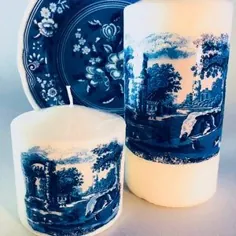 BLUE WILLOW CANDLE Chinoiserie Chic Wedding Decor دکوراسیون منزل |  اتسی