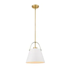 Z-Lite Z-Studio Matte White + Heritage Brass آویز مخروطی مدرن / معاصر Lowes.com