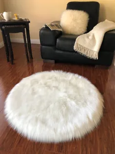 فرش نرم ابریشمی پوست گوسفند فوق العاده نرم ، دور 3 'سفید - Walmart.com