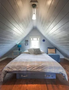 صرفه جویی در فضا طراحی اتاق خواب اتاق زیر شیروانی با افزودن منساردای دنج اروپا به فضای داخلی خانه