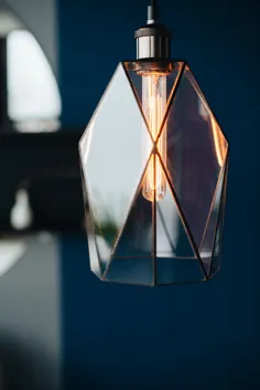 لامپ شیشه ای هندسی / چراغ شیشه ای / لامپ آویز هندسی |  اتسی