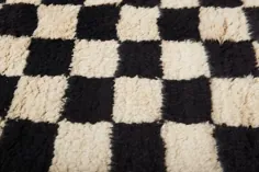 فرش چهارخانه سیاه و سفید سفارشی مراکش ، فرش مراکشی چهارخانه ، فرش بنی اورین ، بربر م