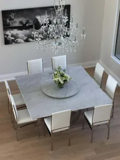 ناهار خوری میز مربع فولاد مرمر سفید طراحی معاصر ایتالیایی