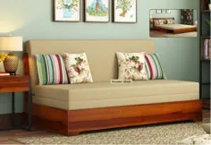 تخت مبل تختخواب شو دلا بدون دستگیره (اتمام گردو) را بصورت آنلاین در هند - خیابان چوبی خریداری کنید