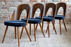 مجموعه 4 صندلی غذاخوری توسط Antonin Suman در استیل مخملی آبی |  آنتونین شومان |  تاترا نبایتک ، کوادرات |  Vinterior