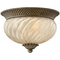 چراغ سقفی شیشه ای کهربا عریض Hinkley Plantation 12 "- # F8612 | لامپ های Plus