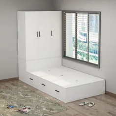 床 衣柜 一体 床 小 户型 高 箱 省 空间 现代 简约 多功能 单人床