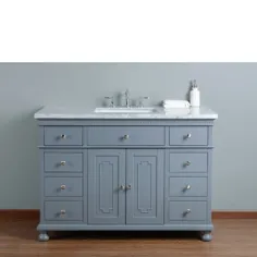 Stufurhome Abigail تزئین 48 اینچ خاکستری تک ظرفشویی حمام غرور