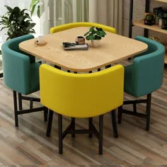 میز ناهار خوری چوبی مربع 39.4 "با صندلی 5 تکه غذاخوری روکش دار پنبه ای برای بالکن گوشه صبحانه