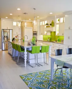 آشپزخانه سبز و سفید آهک جدید
