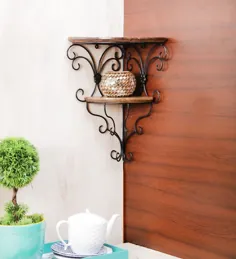 قفسه های دیواری گوشه ای - قفسه دیواری گوشه ای چوبی جامد به رنگ قهوه ای توسط Onlineshoppee - Pepperfry