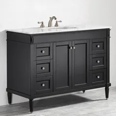 ROSWELL Catania 48 اینچ W x 22 اینچ D x 35 اینچ H Vanity in Espresso with Marble Vanity Top in White with Basin-715048-ES-CA-NM - انبار خانه