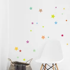تابلوچسبهای دیواری ستاره های رنگارنگ Cute Stars Wall Decal |  اتسی