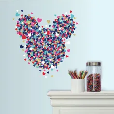 هم اتاقی های مینی ماوس قلب دلمه ای و گلبرگ های دیوار غول پیکر با براق ، 17.58 "عرض x 16.8" بالا - Walmart.com