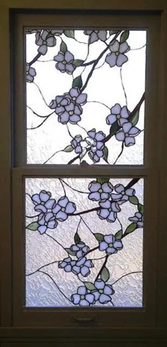 W-17 Whispering Dogwood Flowers شیشه های رنگی درج پنجره |  اتسی
