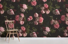 نقاشی دیواری طرح گل مایل به رنگ صورتی و مشکی |  هوویا انگلستان